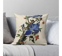Blue Jay John James Audubon Taie d'oreiller carrée Polyester Lin Velours Creative Zip Decor Taie d'oreiller Maison Housse de coussin