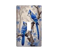 Blue Jay Plaque d'interrupteur/cache-prise, design inspiré de la nature pour décoration d'intérieur, plaques murales en thermoplastique, taille standard à bascule simple