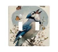 Blue Jay - Plaques murales en thermoplastique - Taille standard - Double bascule - Motif oiseau de jardin printanier
