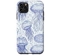 Blue Jellyfish Ocean Pattern Aquatic Marine Life Coque pour iPhone 11 Pro Max