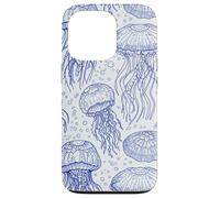 Blue Jellyfish Ocean Pattern Aquatic Marine Life Coque pour iPhone 13 Pro