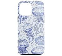 Blue Jellyfish Ocean Pattern Aquatic Marine Life Coque pour iPhone 13 Pro Max