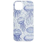 Blue Jellyfish Ocean Pattern Aquatic Marine Life Coque pour iPhone 14 Plus