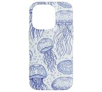 Blue Jellyfish Ocean Pattern Aquatic Marine Life Coque pour iPhone 14 Pro