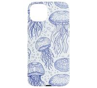 Blue Jellyfish Ocean Pattern Aquatic Marine Life Coque pour iPhone 15 Plus