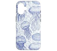 Blue Jellyfish Ocean Pattern Aquatic Marine Life Coque pour iPhone 16