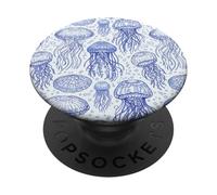 Blue Jellyfish Ocean Pattern Aquatic Marine Life PopSockets PopGrip Adhésif