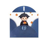 Blue JKIEGOQ Carte de vœux avec imprimé petit garçon en costume de vampire 10,2 x 15,2 cm pour Noël, Saint-Valentin, mariage, fête