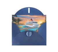 Blue JKIEGOQ Carte de vœux Motif bateau de croisière 10,2 x 15,2 cm Pour Noël, Saint-Valentin, mariage, fête