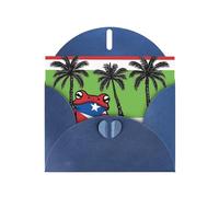 Blue JKIEGOQ Carte de vœux Motif drapeau de Porto Rico Grenouille et palmiers 10,2 x 15,2 cm pour Noël, Saint-Valentin, mariage, fête