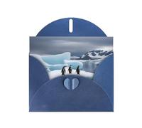 Blue JKIEGOQ Penguins On The Iceberg Prints Carte de vœux pour Noël, Saint-Valentin, mariage, fête 10,2 x 15,2 cm
