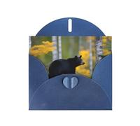 Blue JKIEGOQ Rge and Small Black Bear Prints Carte de vœux 10,2 x 15,2 cm pour Noël, Saint-Valentin, mariage, fête
