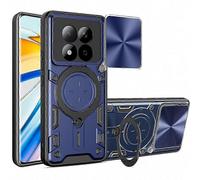 (Blue) Kickstand Phone Case for Redmi Note 15 Pro 5G Global, TPU PC Material Cover with Slide Lens Window Protection