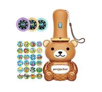(Blue) Kids Flashlight Toy Bear Projector with 24 Story Slides Educational Learning Bedtime Night Light Torch Lamp