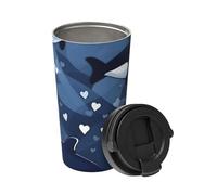 Blue Killer Whale Carry An Insulated Coffee Mug. Élégant thermos de 500 ml qui garde les boissons chaudes pendant des heures, parfait pour le café, le thé et plus encore.