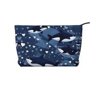 Blue Killer Whale Trousse de toilette en velours côtelé avec fermeture éclair pour femme
