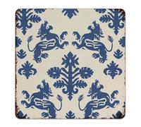 Blue Kylin' - Plaque en métal amusante - Décoration murale en aluminium - Motif dragon chinois - Gris et rouge - 30,5 x 30,5 cm
