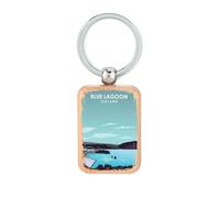 Blue Lagoon Islande Travel Destination Porte-clés en bois Dog Tag Accessoire Keychain