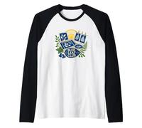 Blue Leaf Club Cyanotype Art Botanique Feuilles Manche Raglan