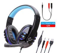 Blue LED PC Casque de jeu stéréo Deep Bass avec microphone, écouteur sur l'oreille, PC, ordinateur portable, ordinateur portable, ordinateur portable, bonne qualité ""Nipseyteko