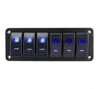 Blue LED Rocker Switch Panel 3 Gang 12V-24V IP65(Six People)
