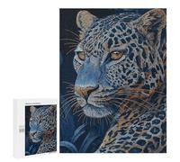 Blue Leopard Art Print Puzzle 500 Pièces Educa Jouet en Bois Cadeau Unique Décoration Intérieure Jeu Éducatif Challenge Toy Adultes Et Enfants À Partir De 14 Ans 500 PCS