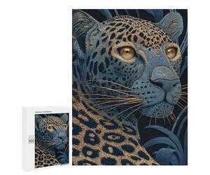 Blue Leopard Embroidery Artwork Puzzle 1000 Pièces Educa Jouet en Bois Cadeau Unique Décoration Intérieure Jeu Éducatif Challenge Toy Adultes Et Enfants À Partir De 14 Ans 500 PCS