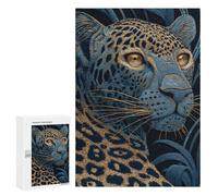 Blue Leopard Embroidery Artwork Puzzle 300 Pièces Educa Jouet en Bois Cadeau Unique Décoration Intérieure Jeu Éducatif Challenge Toy Adultes Et Enfants À Partir De 14 Ans 300 PCS