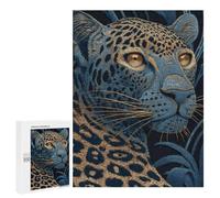 Blue Leopard Embroidery Artwork Puzzle 500 Pièces Educa Jouet en Bois Cadeau Unique Décoration Intérieure Jeu Éducatif Challenge Toy Adultes Et Enfants À Partir De 14 Ans 500 PCS