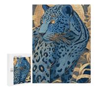 Blue Leopard Jungle Art Print Puzzle 500 Pièces Educa Jouet en Bois Cadeau Unique Décoration Intérieure Jeu Éducatif Challenge Toy Adultes Et Enfants À Partir De 14 Ans 500 PCS