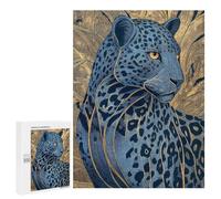 Blue Leopard Wall Art Print Puzzle 1000 Pièces Educa Jouet en Bois Cadeau Unique Décoration Intérieure Jeu Éducatif Challenge Toy Adultes Et Enfants À Partir De 14 Ans 500 PCS