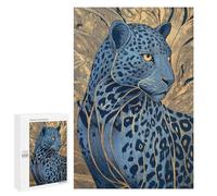 Blue Leopard Wall Art Print Puzzle 1000 Pièces Educa Jouet en Bois Cadeau Unique Décoration Intérieure Jeu Éducatif Challenge Toy Adultes Et Enfants À Partir De 14 Ans 1000 PCS