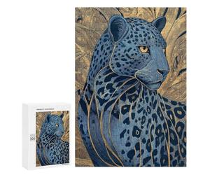 Blue Leopard Wall Art Print Puzzle 1000 Pièces Educa Jouet en Bois Cadeau Unique Décoration Intérieure Jeu Éducatif Challenge Toy Adultes Et Enfants À Partir De 14 Ans 300 PCS