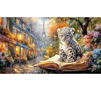 Blue-Lightning-Leopard-in-Water 1000 pièces Jeu Stimulant Papier recyclé Puzzle pour Adultes Décoration Murale et Cadeaux Jeu éducatif détente 38x26/1000 pièces