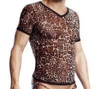 Blue Line T Shirt avec Motif Léopard Col V Taille L/XL