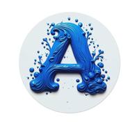 Blue Liquid Splash Letter A Metal Tin Sign Plaque | Wall Decor for Cafe, Club Bar, Office, Home Garden Metal Poster 4x16Inch or 8x8inch
