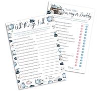 Blue Little Pumpkin Jeu de 20 cartes pour fête prénatale - Devinez qui maman ou papa et toutes choses automnales