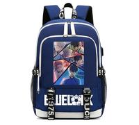 Blue Lo-ck Backpack for School, 3D Cartoon Printed Backpacks, Comfortable College Bookbags for Unisex ，Collège(Blue)