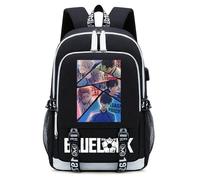 Blue Lo-ck Backpack for School, 3D Cartoon Printed Backpacks, Comfortable College Bookbags for Unisex ，Imprimé(Black)