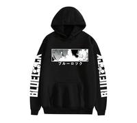 Blue Lock Hooodies Anime Figures Yoichi Isagi Meguru Bachira Graphic Pull à manches longues pour homme femme, b-noir, XS