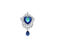 Blue Love Brooch Lady Crystal Element for Wedding Banquet Gift Box 8.5x5cm