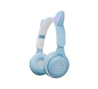 (Blue)M6 Luminous Cat Ears Two-color Foldable Bluetooth Headset with 3.5mm Jack & TF Card Slot