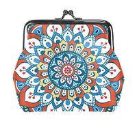 Blue Mandalas Florals Pattern Women's PU Leather Coin Wallets Girls Mini Buckle Coin Purse Pouch