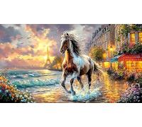 Blue-maned-Horse-Galloping-Through-Stormy-Sky 1000 pièces Puzzle pour Adultes Papier recyclé Jeu Familial Amusant & Stimulant Idée Cadeau Parfaite pour décoration Murale et Cadeaux 70x50/1000 pièces