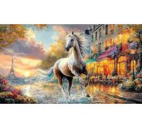 Blue-maned-Horse-Galloping-Through-Stormy-Sky Papier recyclé Puzzle 1000 pièces Idée Cadeau Parfaite Jeux éducatifs pour Femmes et Hommes Beau Puzzle de décoration 38x52/1000 pièces