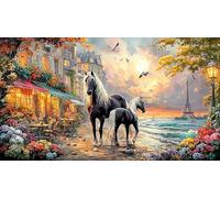 Blue-maned-Horse-Galloping-Through-Stormy-Sky Puzzle 1000 pièces Défi de Jeu éducatif Papier recyclé Extremement Difficile pour Adultes et Enfants de 12+ Ans 38x52/1000 pièces