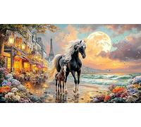 Blue-maned-Horse-Galloping-Through-Stormy-Sky Puzzle 1000 pièces Papier recyclé Jeu éducatif détente Beau Puzzle de décoration pour Adultes et Enfants 70x50/1000 pièces