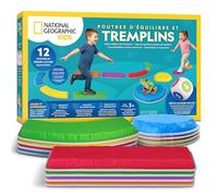 Blue Marble National Geographic Kids Pierres D’Équilibre et Barres D’Équilibre - Set de Parcours d’Obstacles de 12 pièces pour Enfants 3+ avec dé en Mousse, Cartes Play & Learn et Base antidérapante