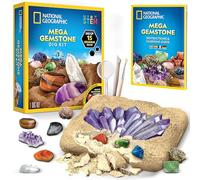 Blue Marble National Geographic Mega Kit d’Excavation de Gemmes - Kit de Fouille de Cristaux et Pierres Précieuses, Jeu Éducatif pour Enfants, Cadeau pour Filles et Garçons, Collection de Minéraux