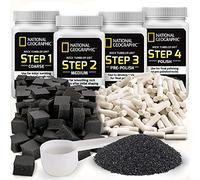 Blue Marble National Geographic Rock Tumbler Media - Le kit ultime de fournitures de polissage de roche, grain en vrac 4 étapes, 0,7 kg de granulés de céramique, support de polissage GemFoam